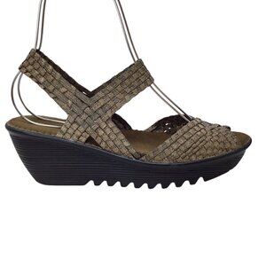 Bernie Mev Fame Size 41 Metallic Bronze Sandals Comfort Wedge US 10-10.5 Slip On